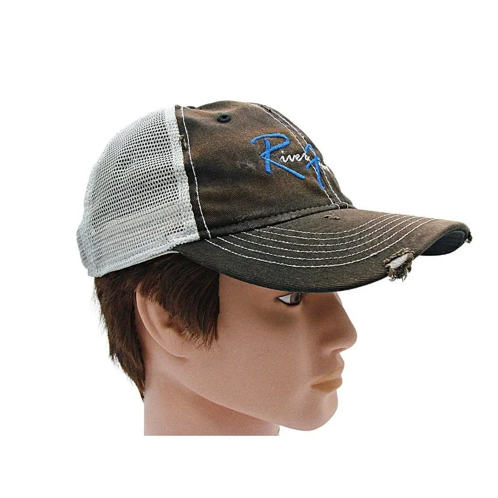 Sportsman River Front Unisex Brown Mesh Baseball Hat Cap Fishing Adjustable Size